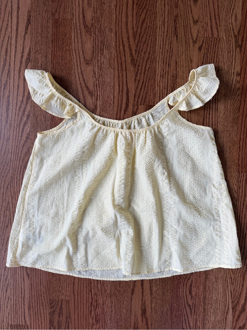 Light Yellow Ruffle Strap Tank Top - Picture 4 of 4
